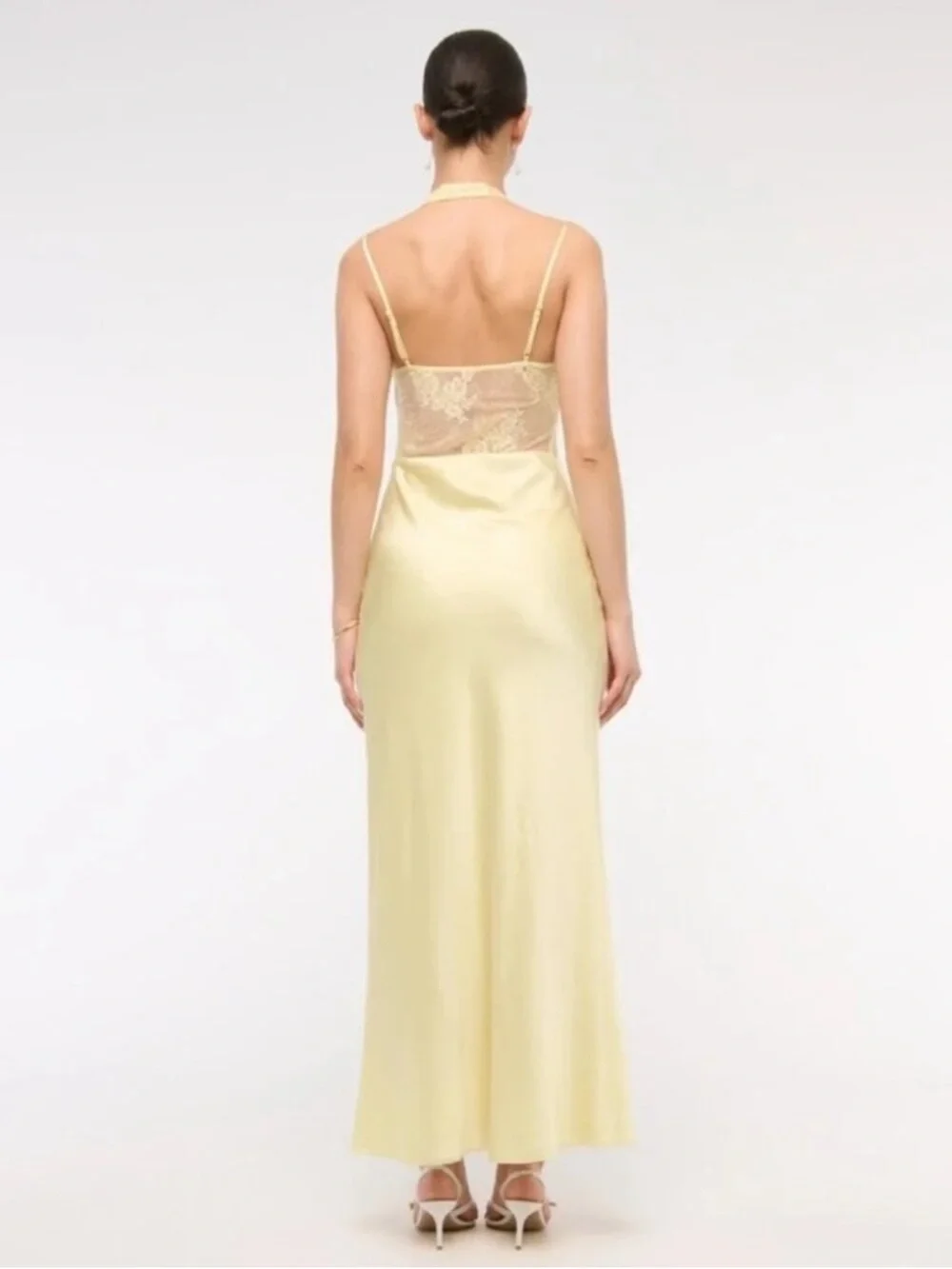 Abercrombie & Fitch Pale Yellow Lace Halter Maxi Dress — NWT